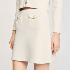 Mini rib-knit skirt Ecru Sandro Women