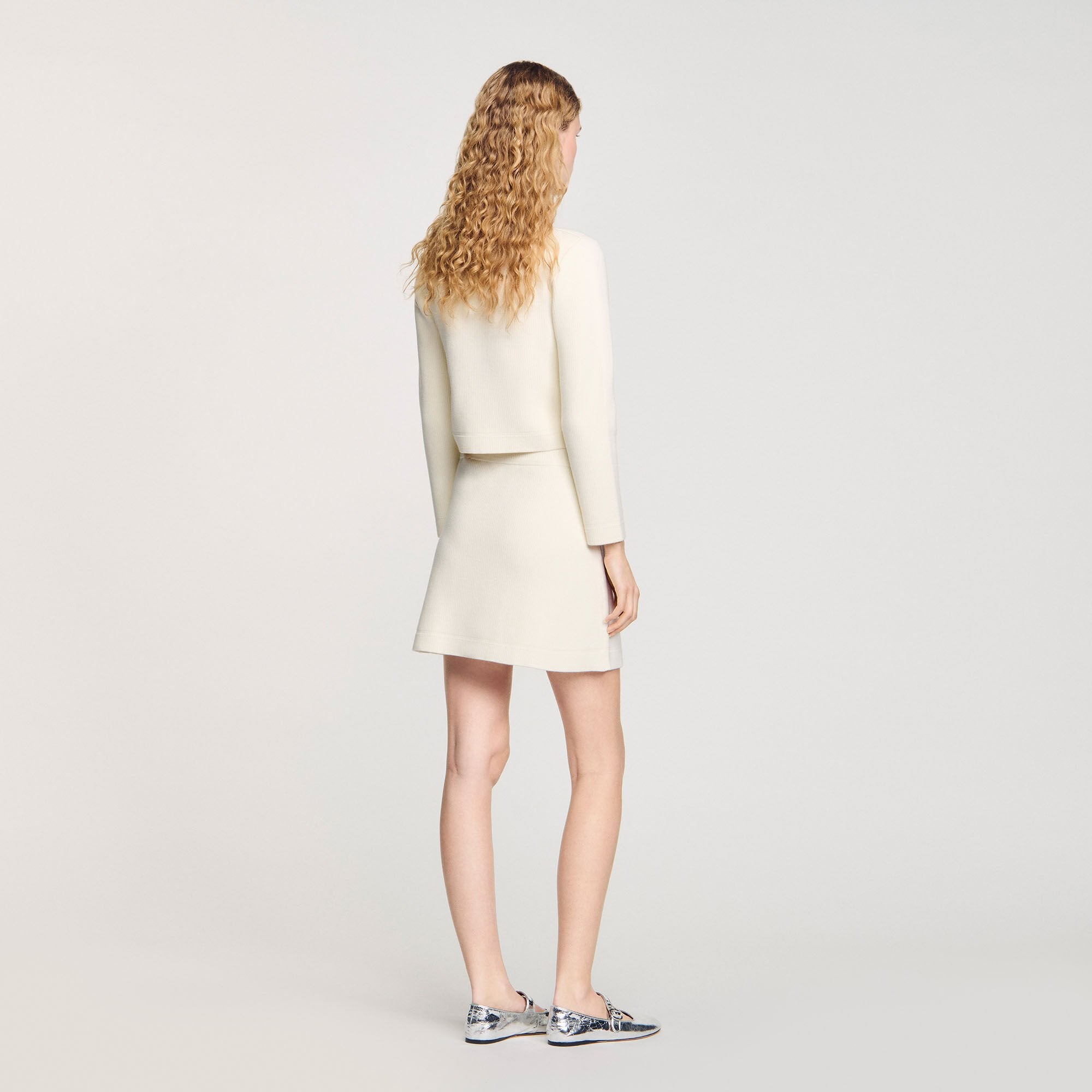 Mini rib-knit skirt Ecru Sandro Women