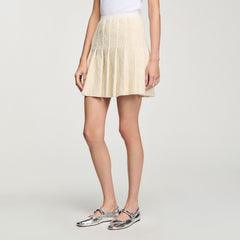 Mini tweed pleated skirt Ecru Sandro Women