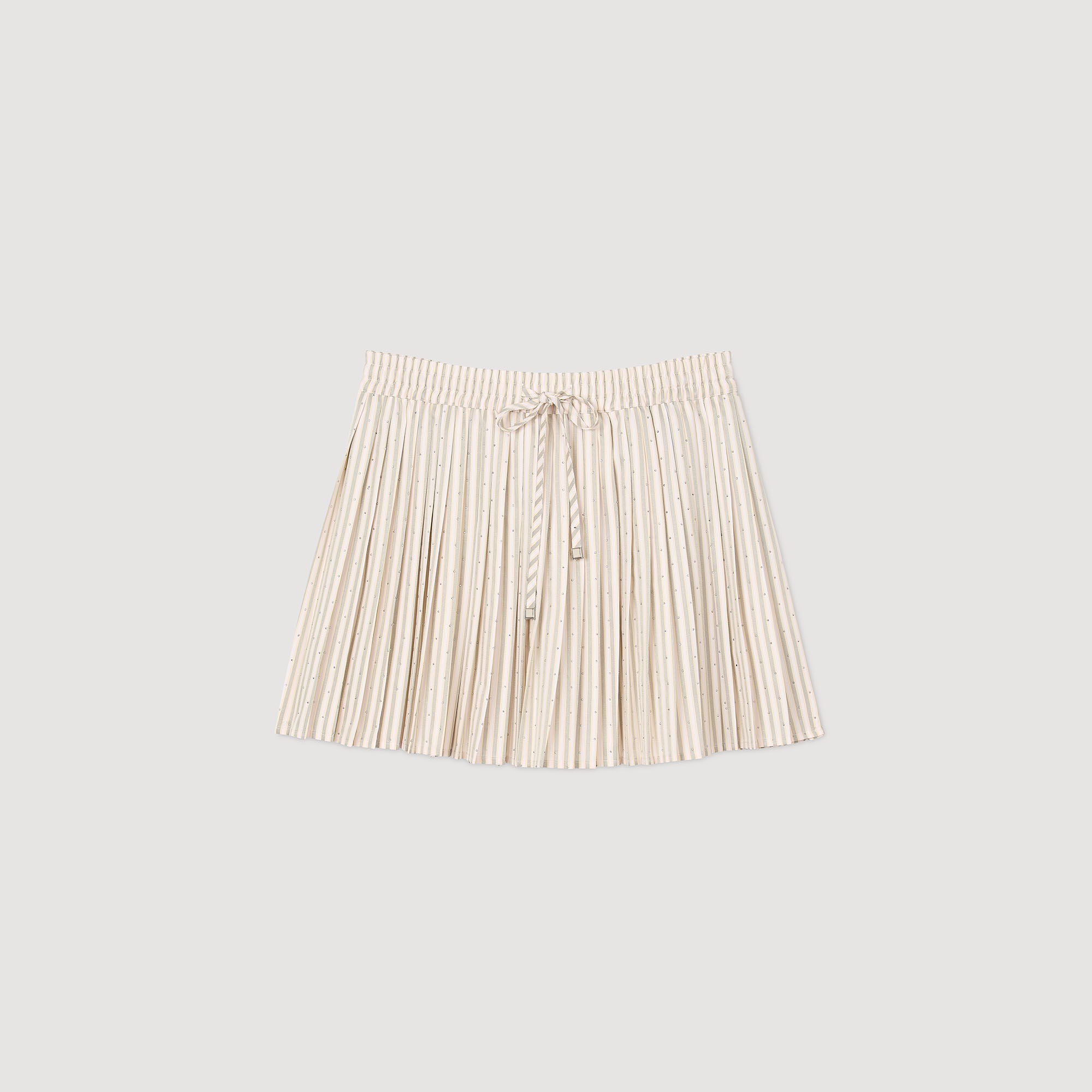 Rhinestone striped pleated skirt Khaki / Pink Sandro Women