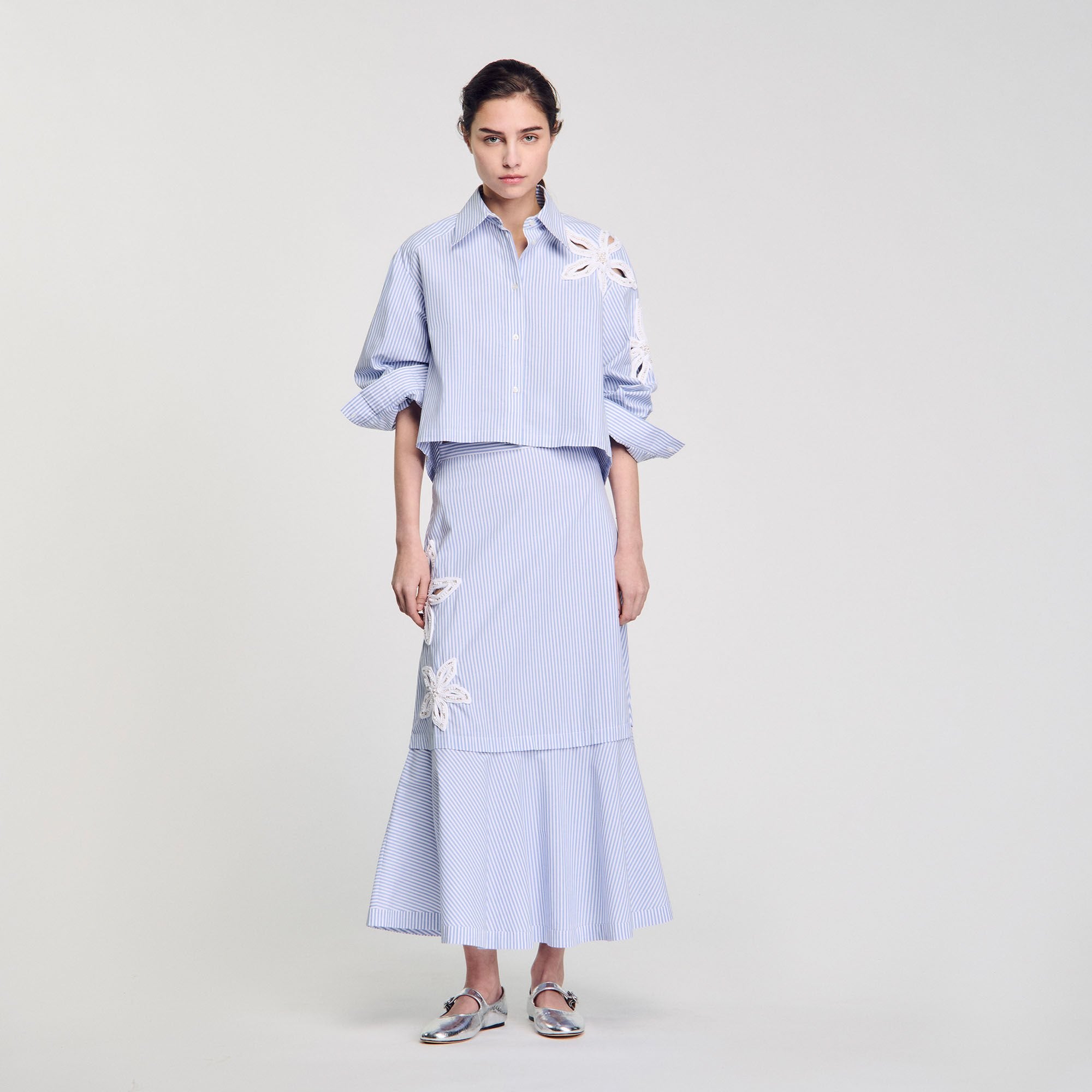 Maxi striped skirt Sky Blue Sandro Women