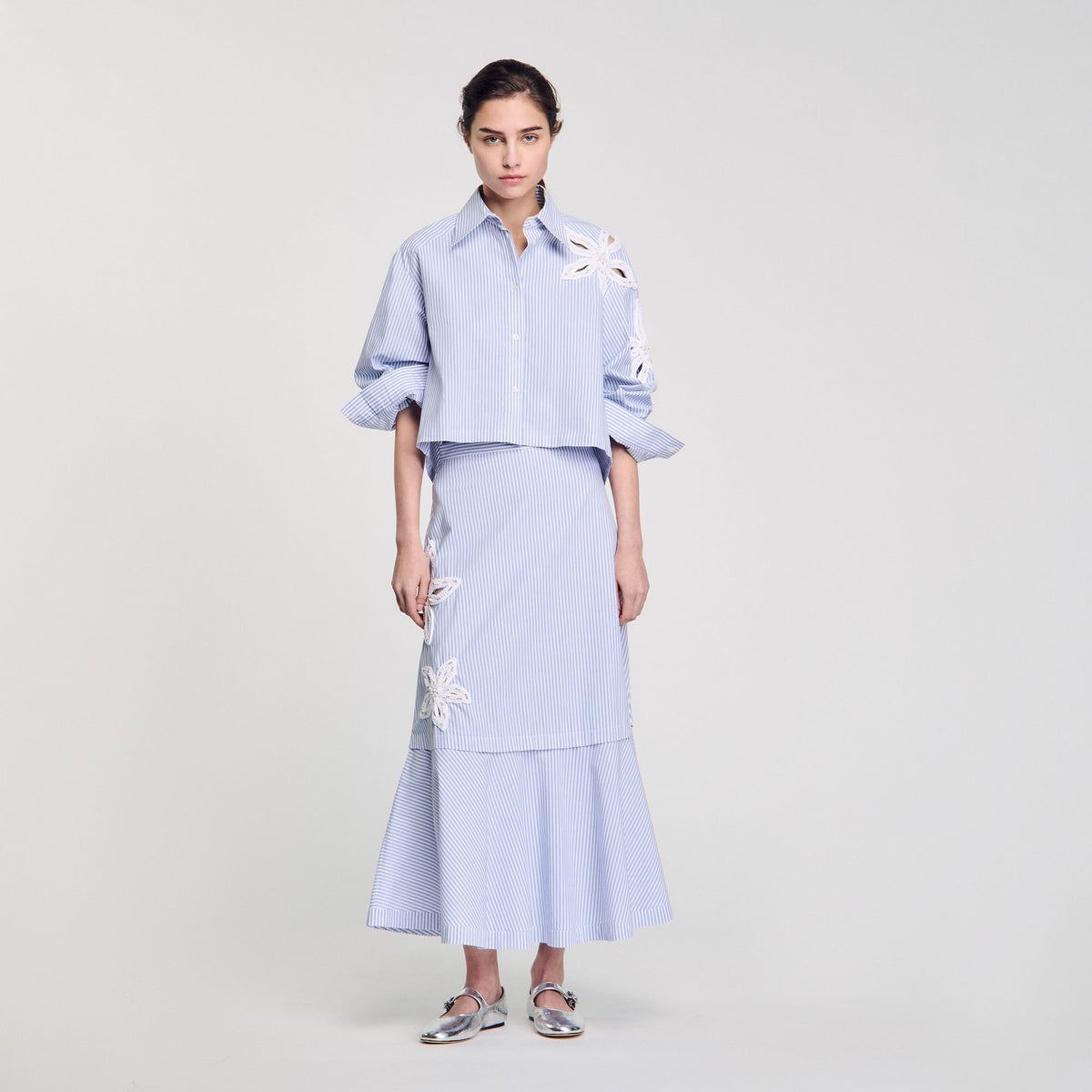 Maxi striped skirt Sky Blue Sandro Women