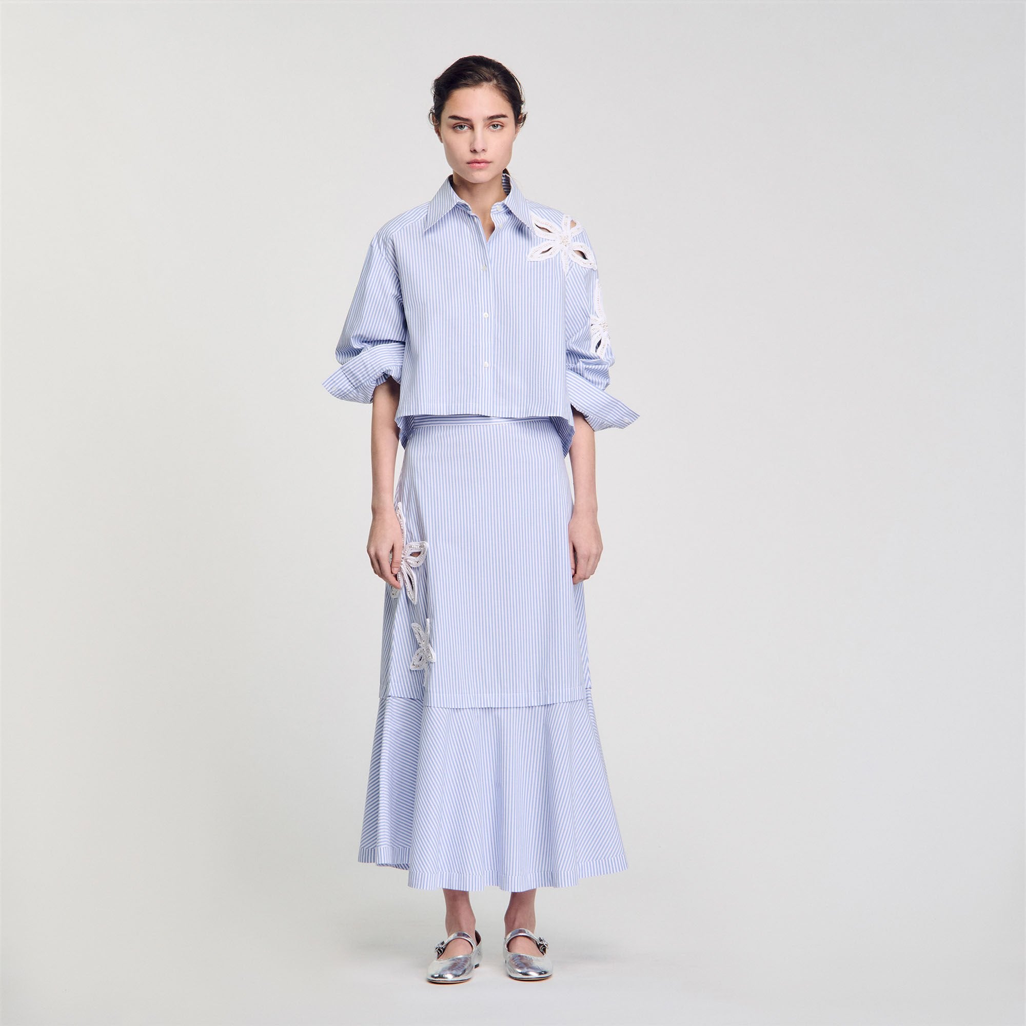 Maxi striped skirt Sky Blue Sandro Women