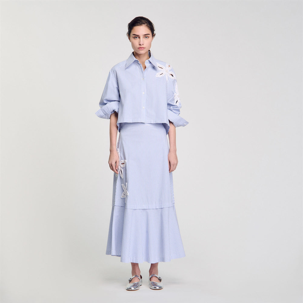 Maxi striped skirt Sky Blue Sandro Women