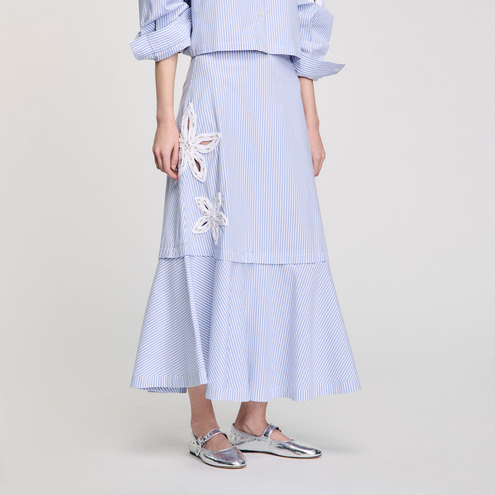 Maxi striped skirt Sky Blue Sandro Women