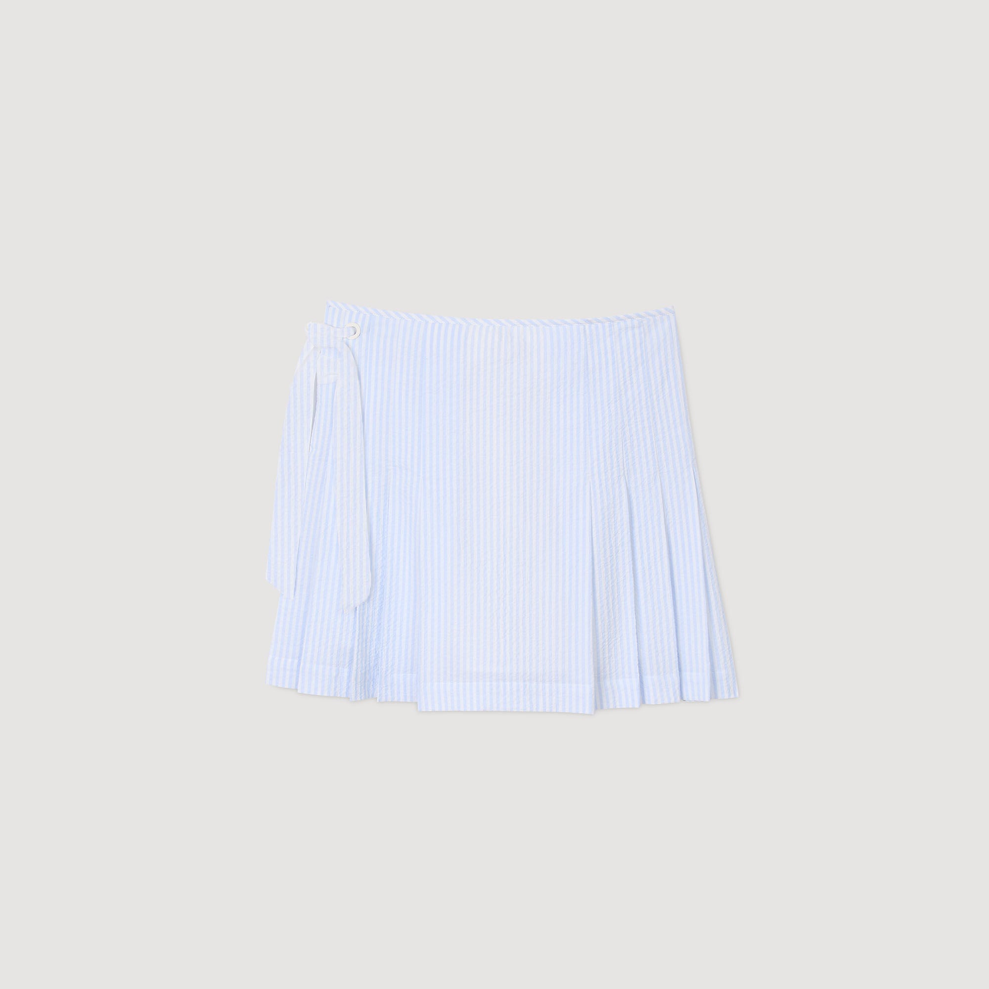 Mini striped skirt Ciel / Blanc Sandro Women