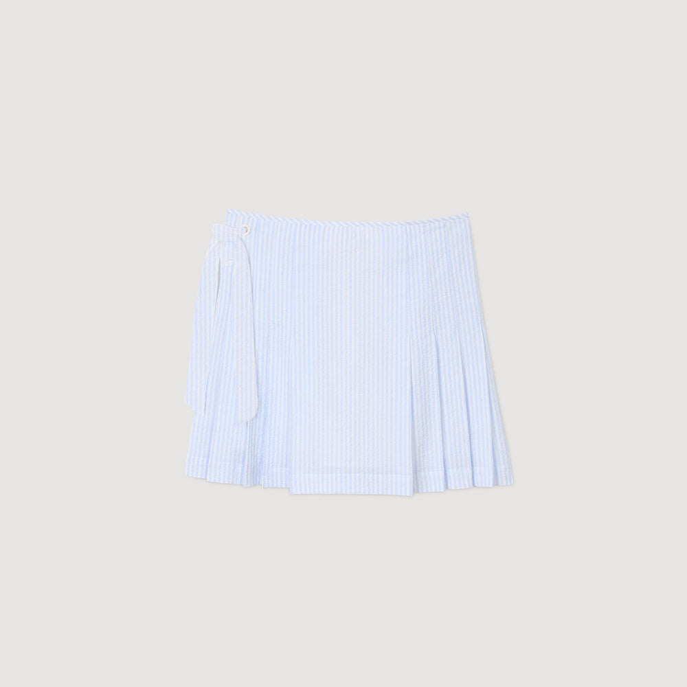 Mini striped skirt Ciel / Blanc Sandro Women