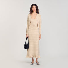 Rhinestone knit maxi skirt Beige Sandro Women