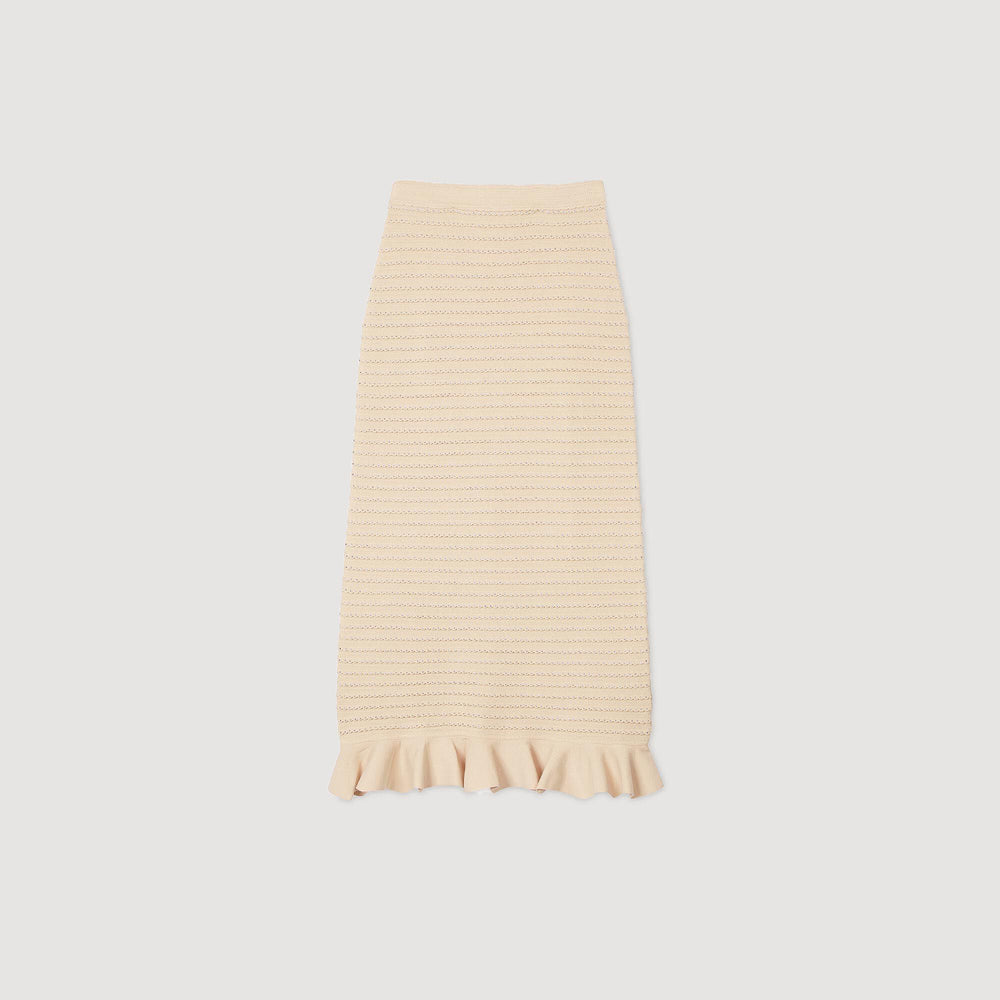 Rhinestone knit maxi skirt Beige Sandro Women