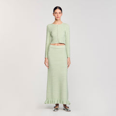 Rhinestone knit maxi skirt Almond Green Sandro Women