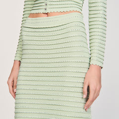 Rhinestone knit maxi skirt Almond Green Sandro Women