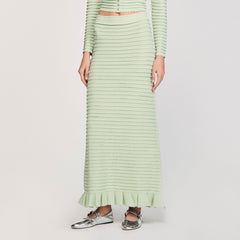 Rhinestone knit maxi skirt Almond Green Sandro Women