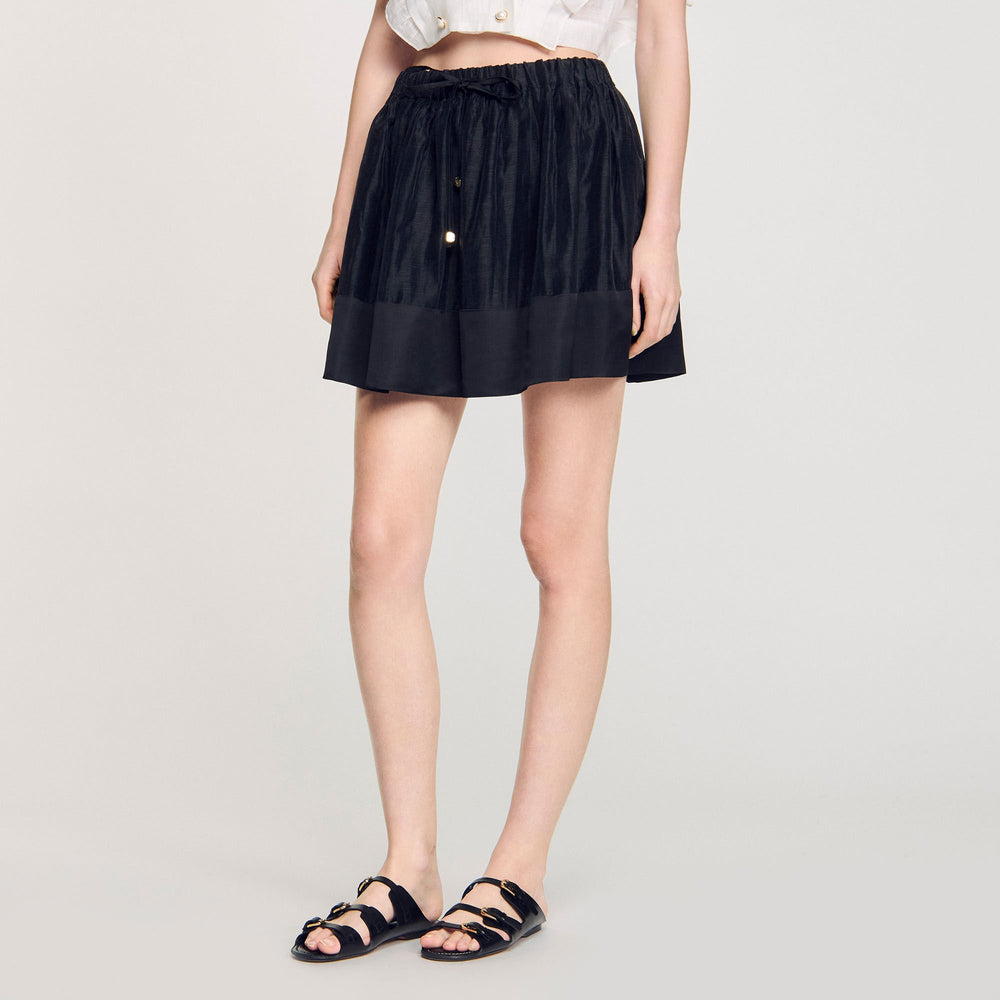 Mini dual-material skirt Black Sandro Women