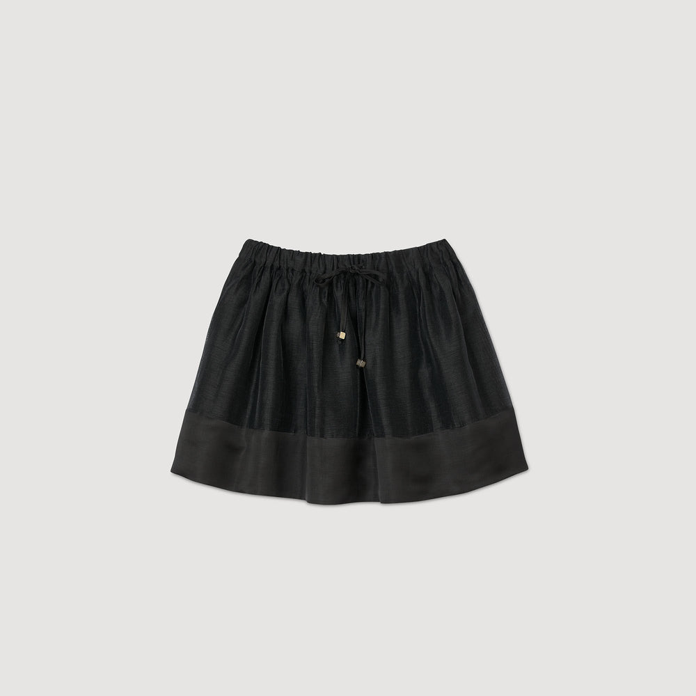 Mini dual-material skirt Black Sandro Women
