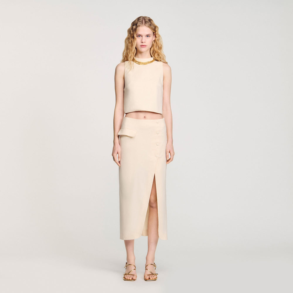 Maxi slit skirt Ecru Sandro Women