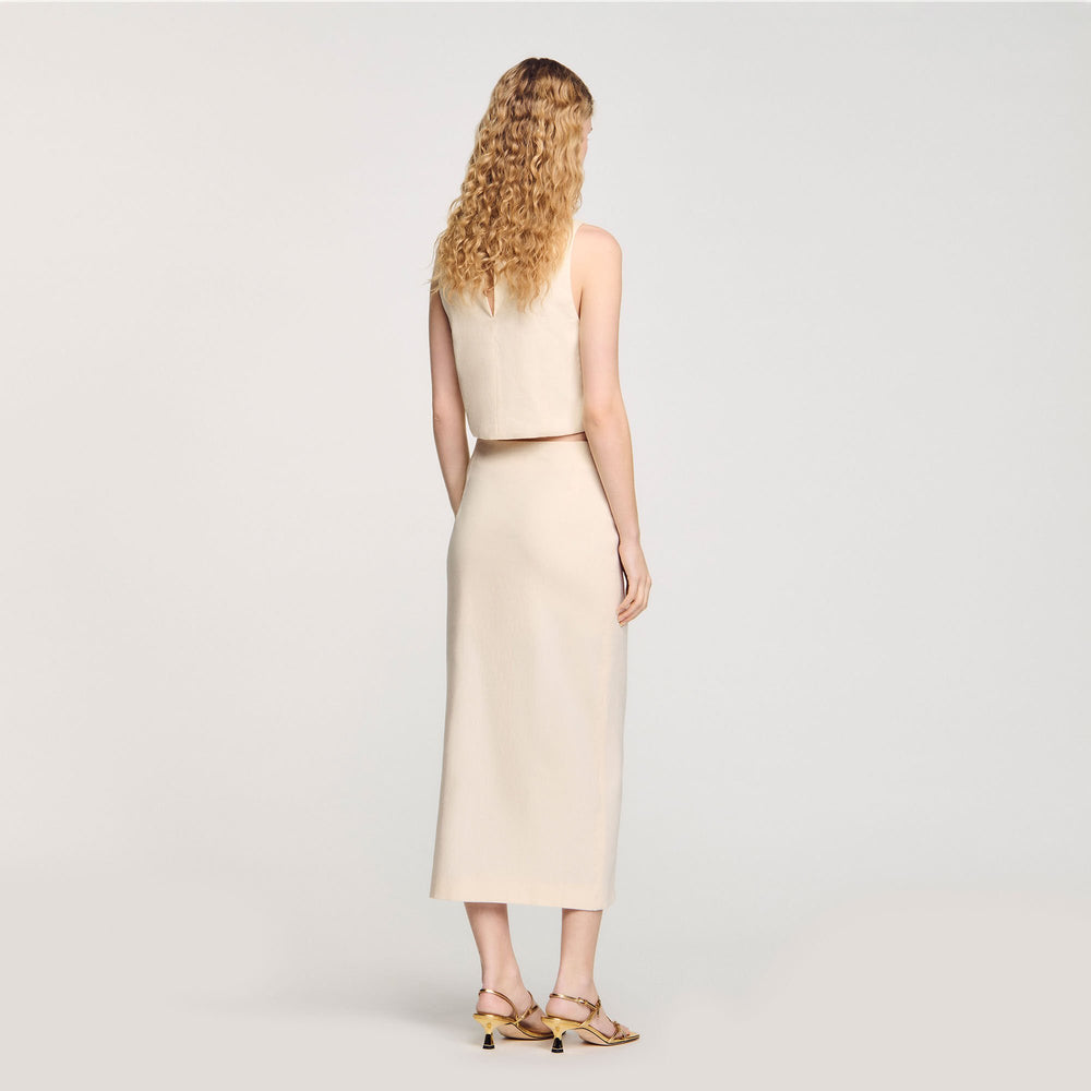 Maxi slit skirt Ecru Sandro Women