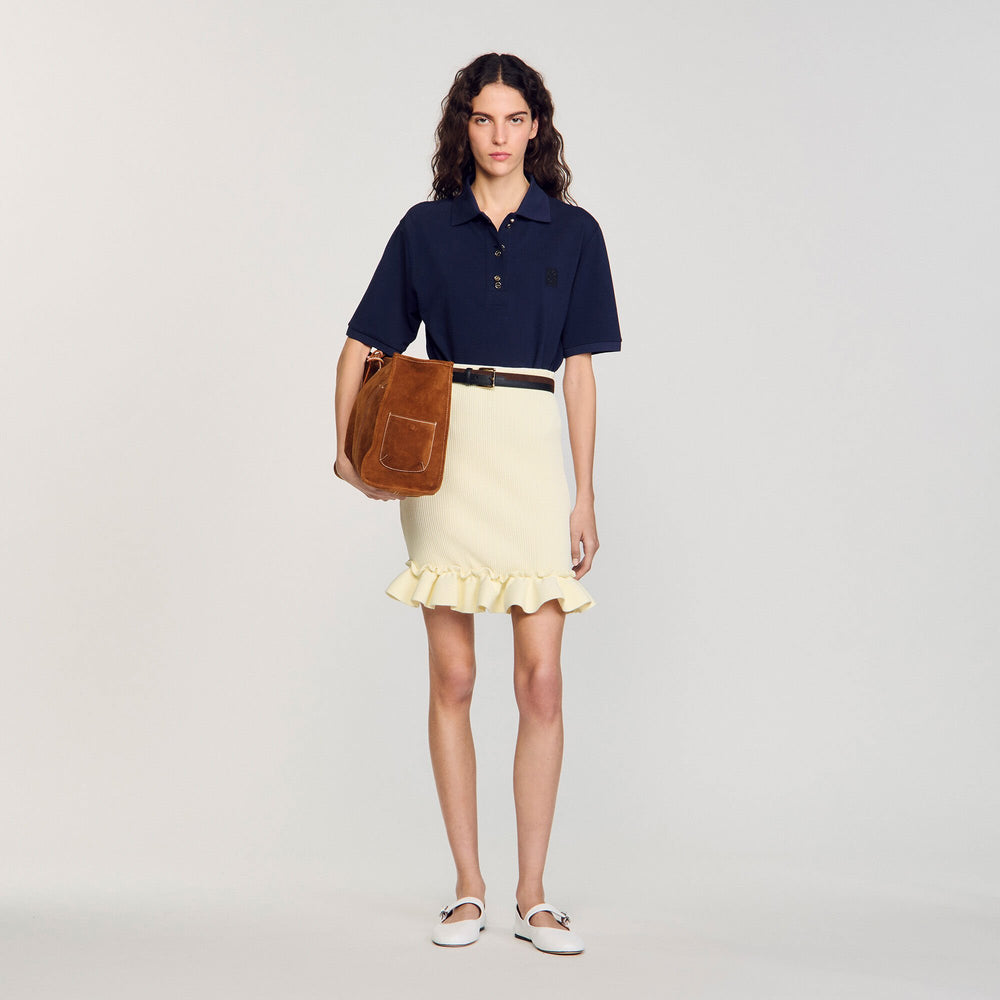 Knitted skirt with ruffle Light Yellow Sandro Women