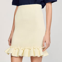 Knitted skirt with ruffle Light Yellow Sandro Women