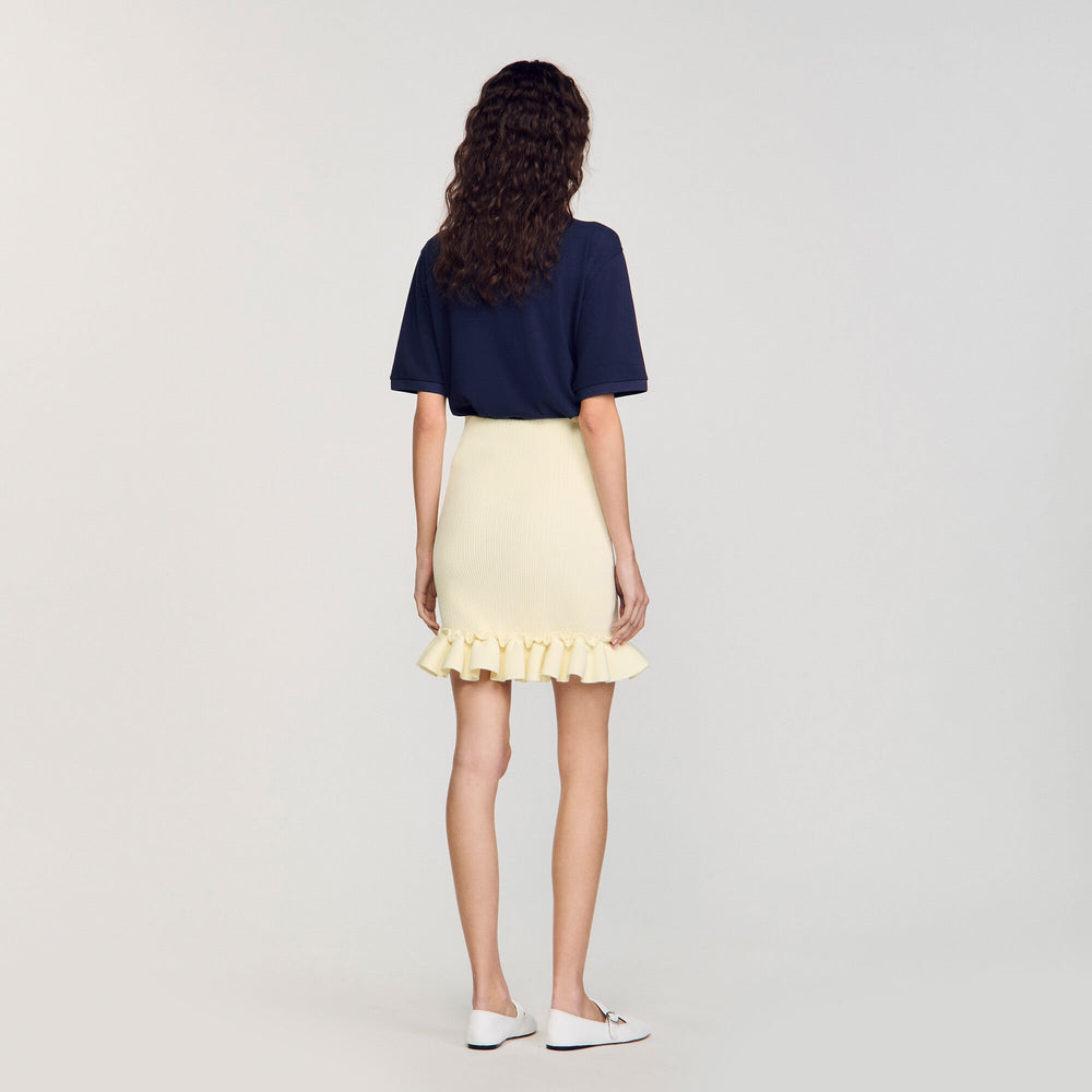 Knitted skirt with ruffle Light Yellow Sandro Women
