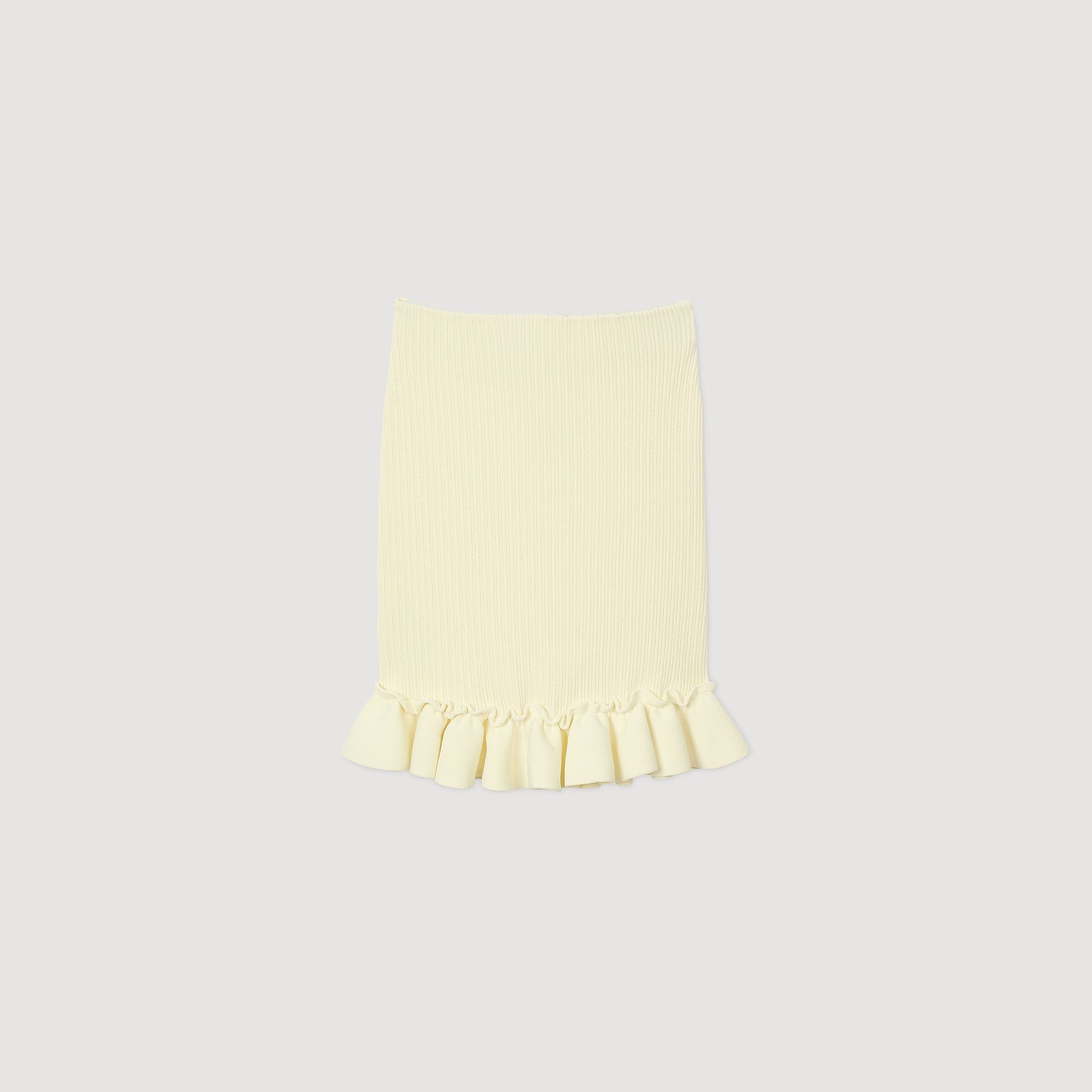 Knitted skirt with ruffle Light Yellow Sandro Women