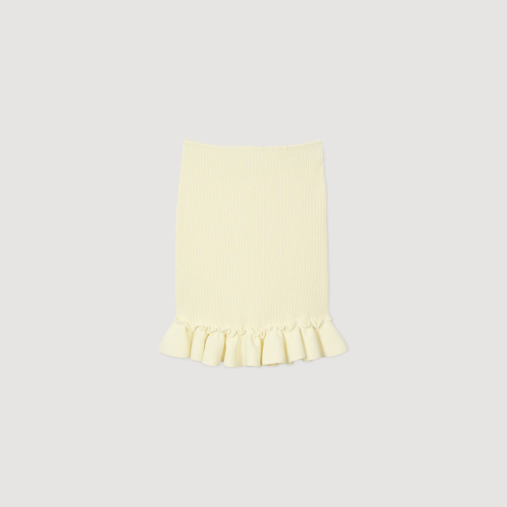 Knitted skirt with ruffle Light Yellow Sandro Women