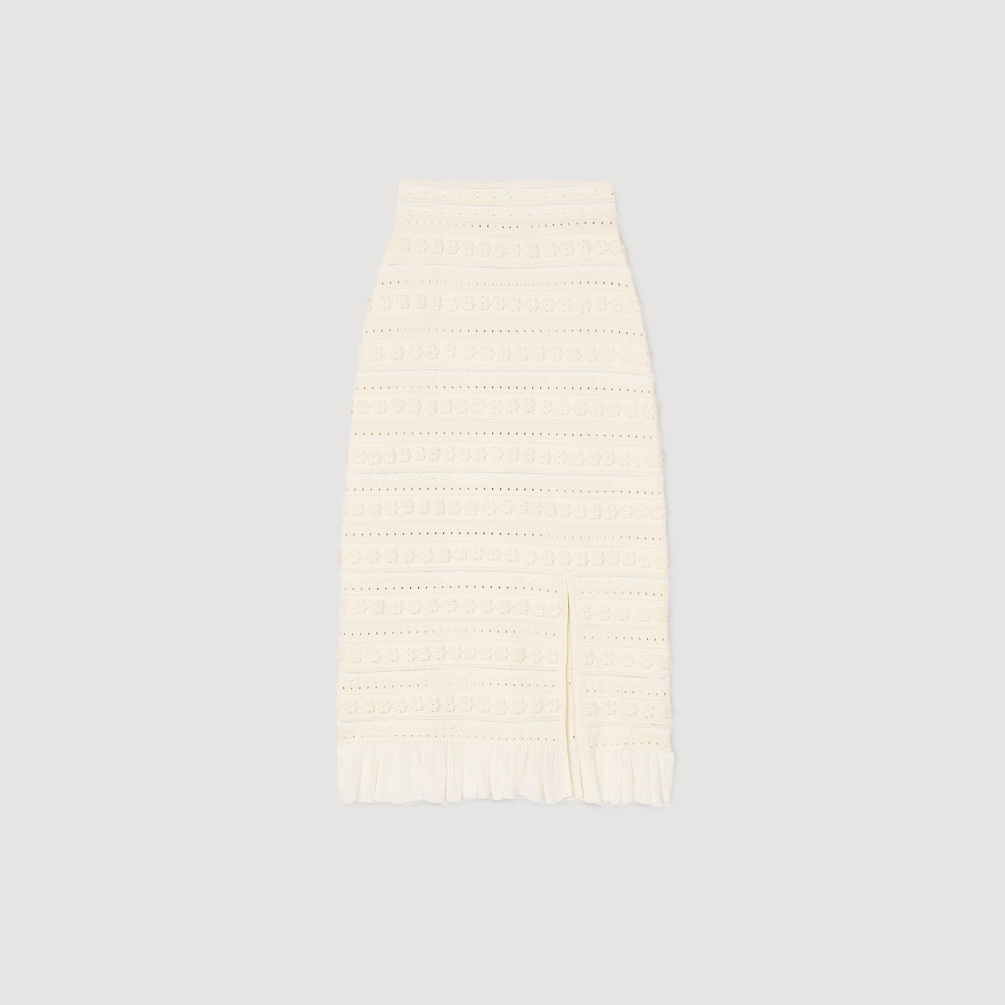 Maxi skirt with crochet detailing Ecru Sandro Women