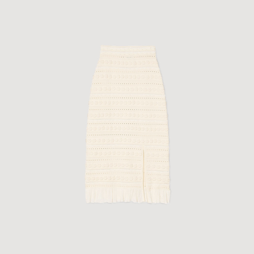 Maxi skirt with crochet detailing Ecru Sandro Women