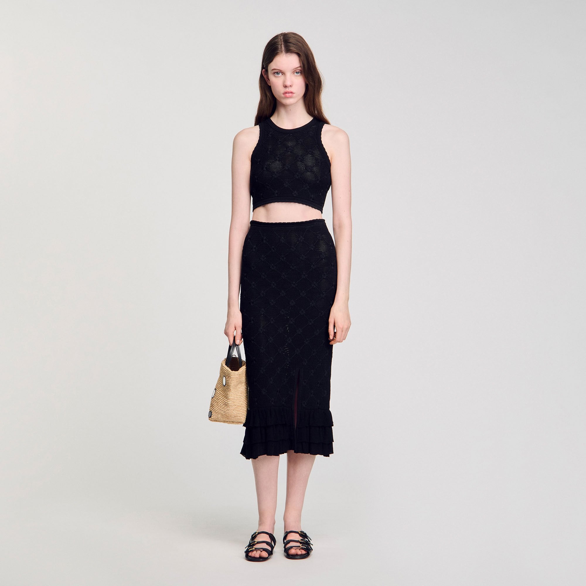 Knit midi skirt Black Sandro Women