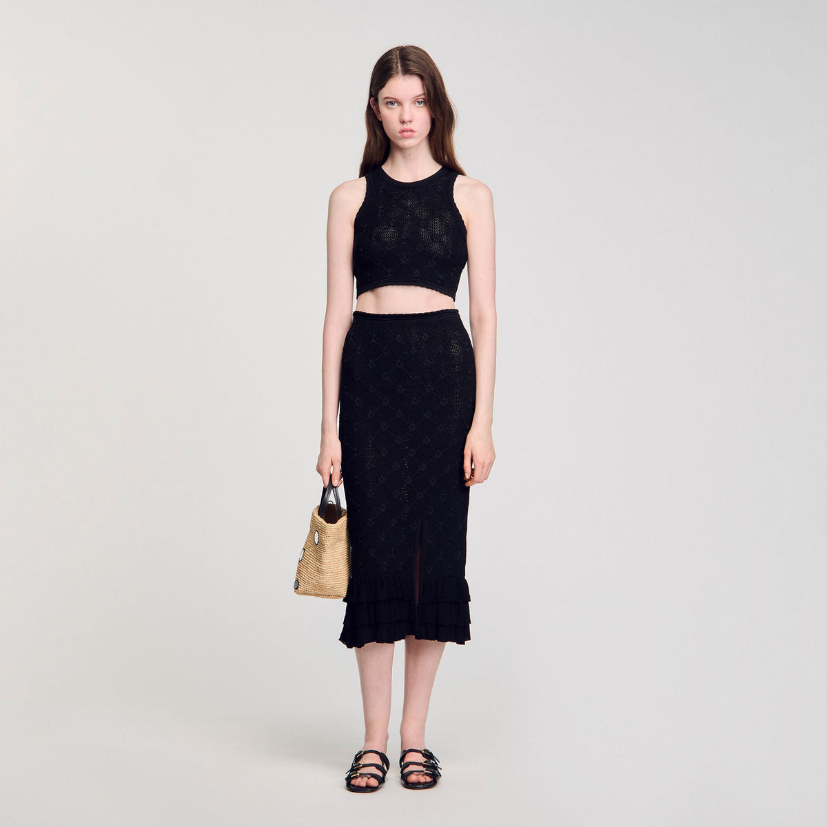 Knit midi skirt Black Sandro Women