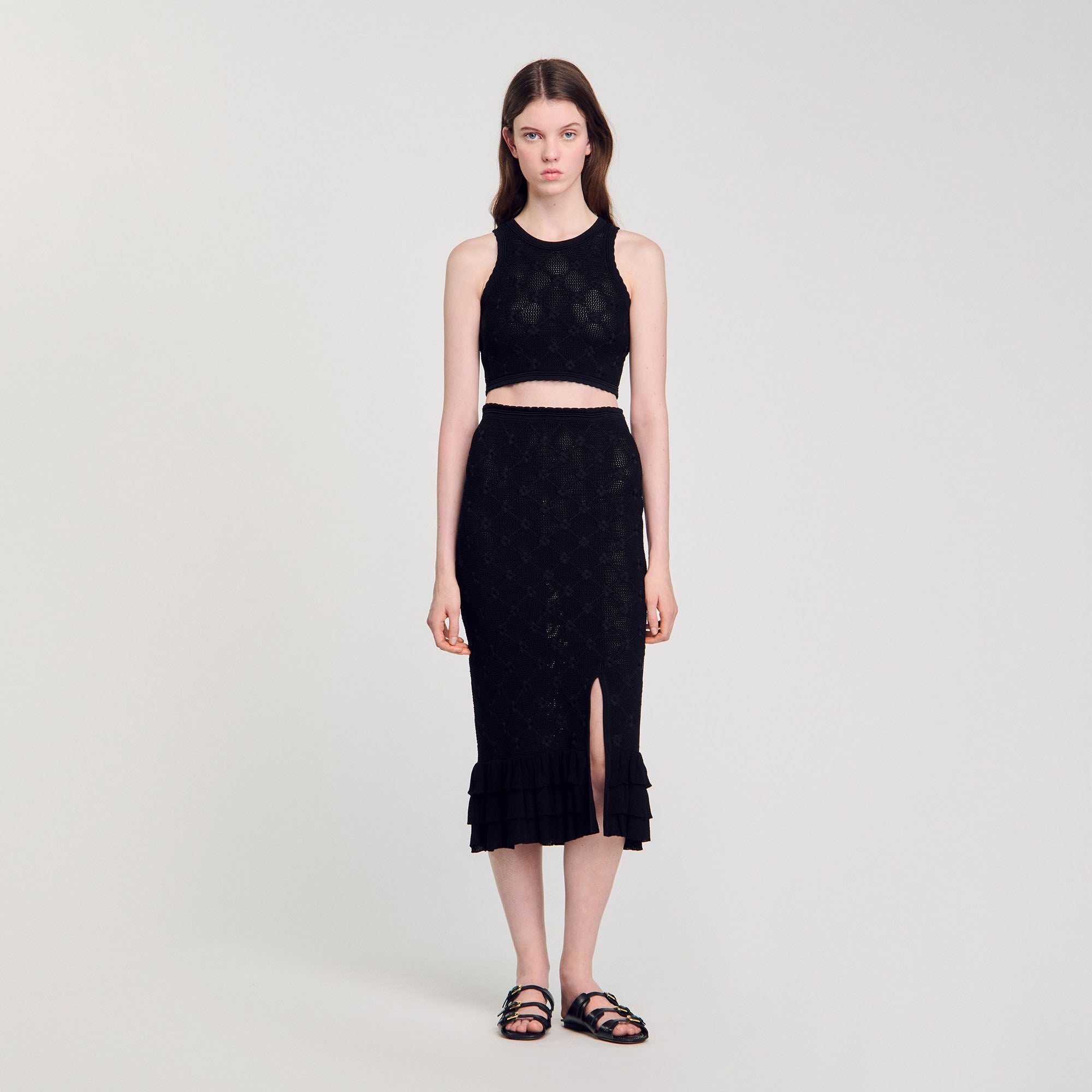 Knit midi skirt Black Sandro Women