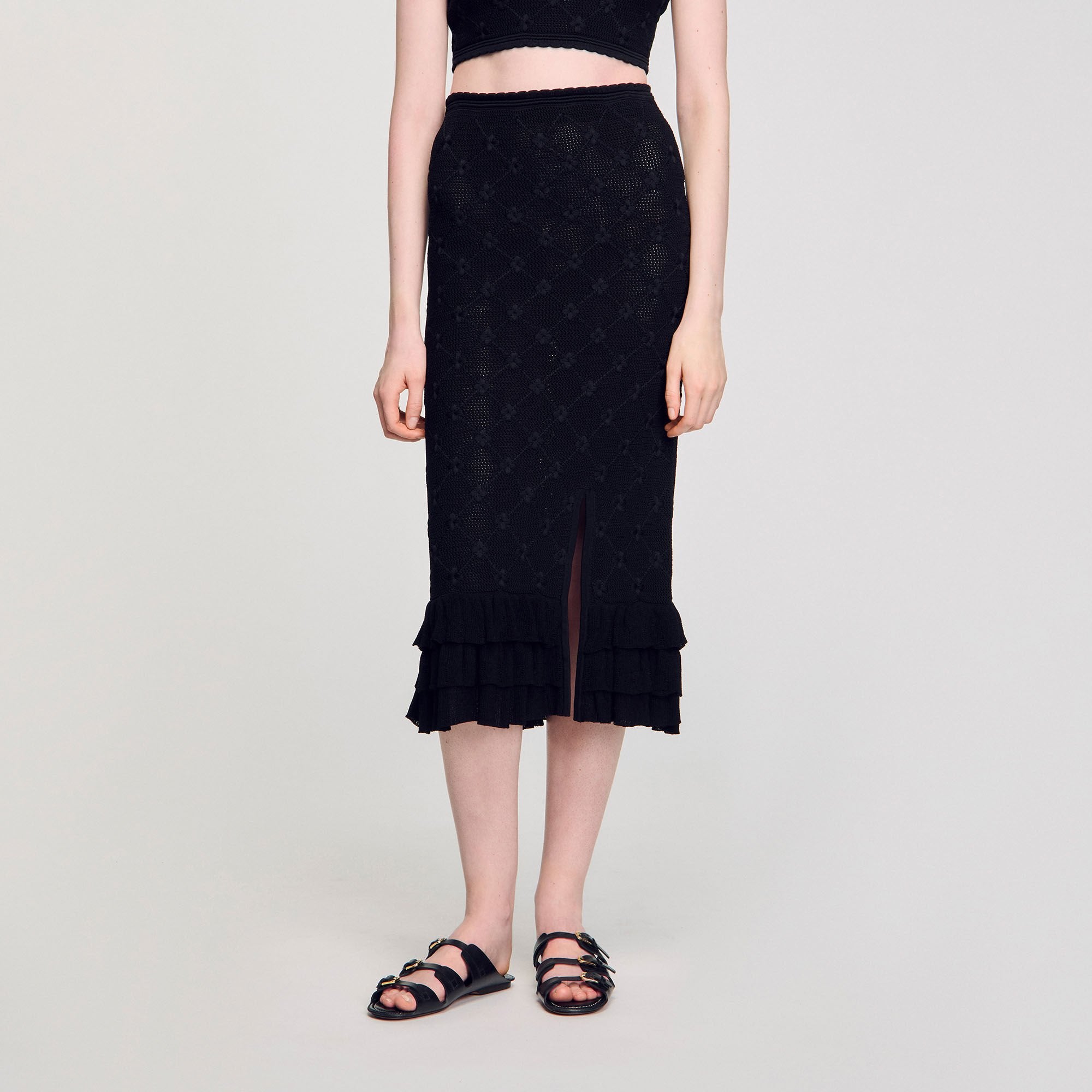 Knit midi skirt Black Sandro Women