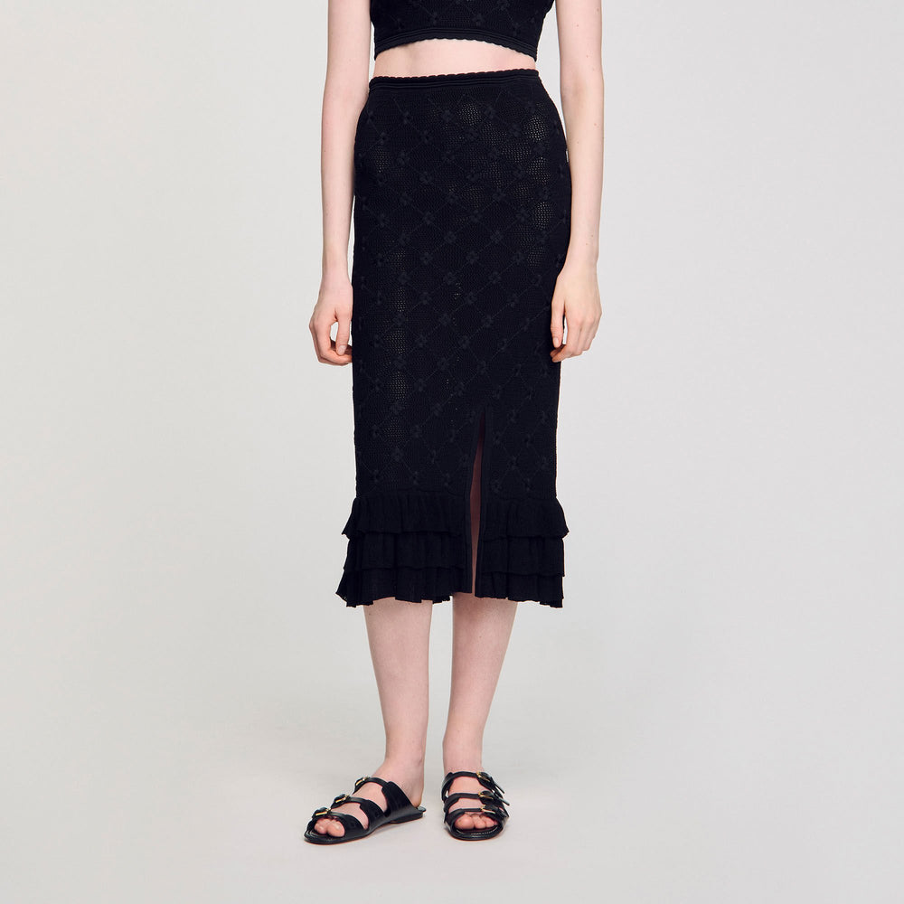 Knit midi skirt Black Sandro Women