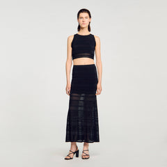 Maxi decorative knit skirt Black Sandro Women