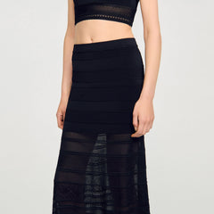 Maxi decorative knit skirt Black Sandro Women