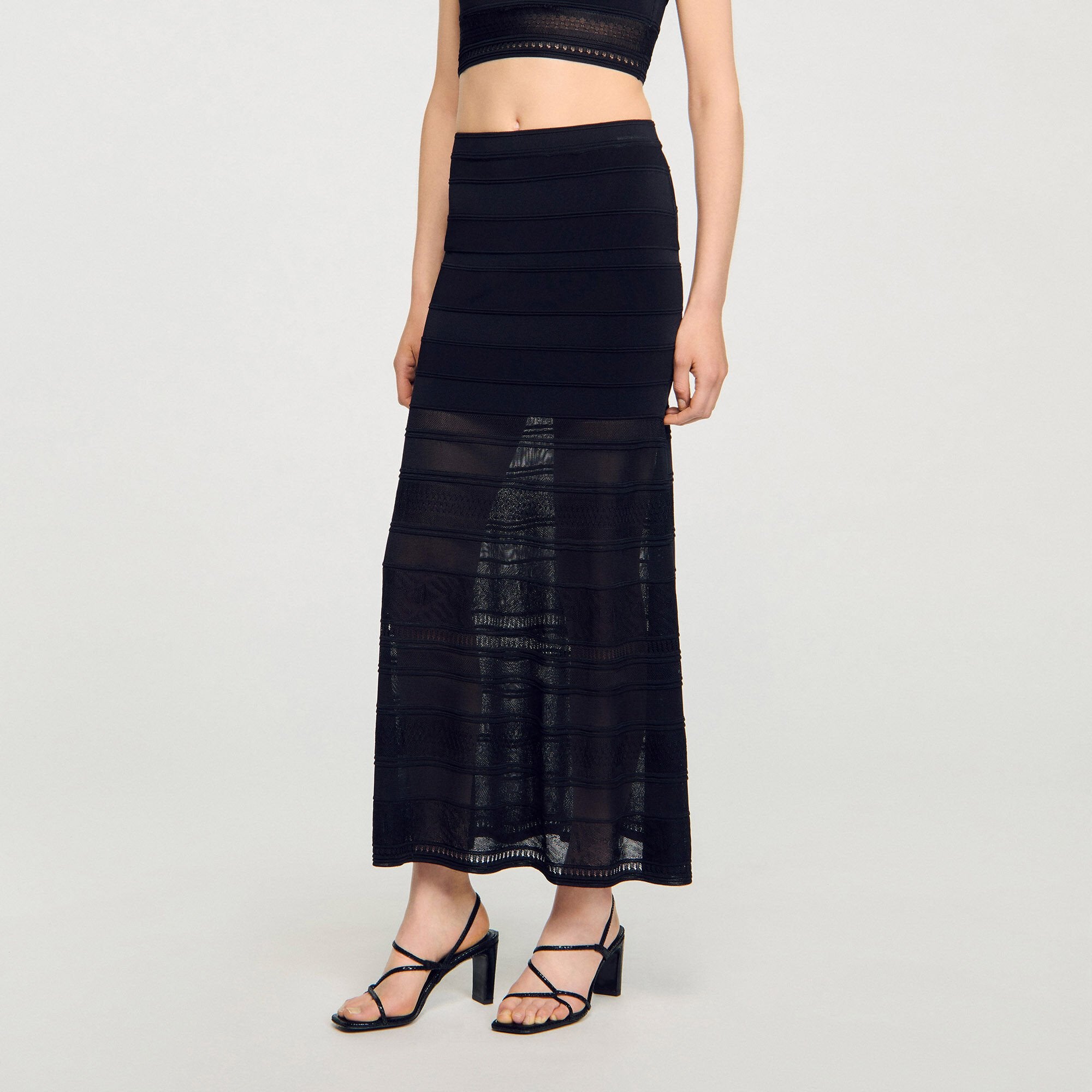 Maxi decorative knit skirt Black Sandro Women