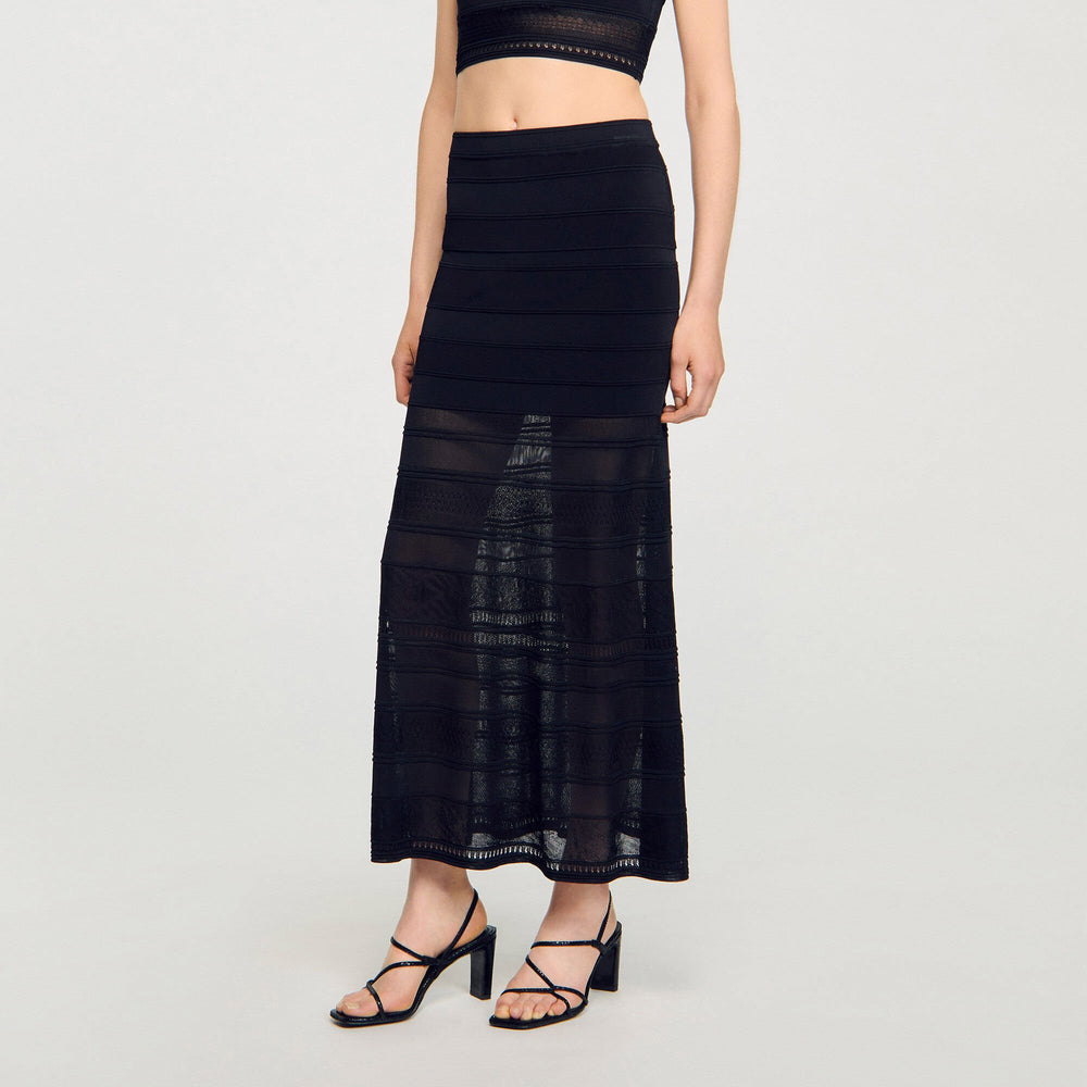 Maxi decorative knit skirt Black Sandro Women