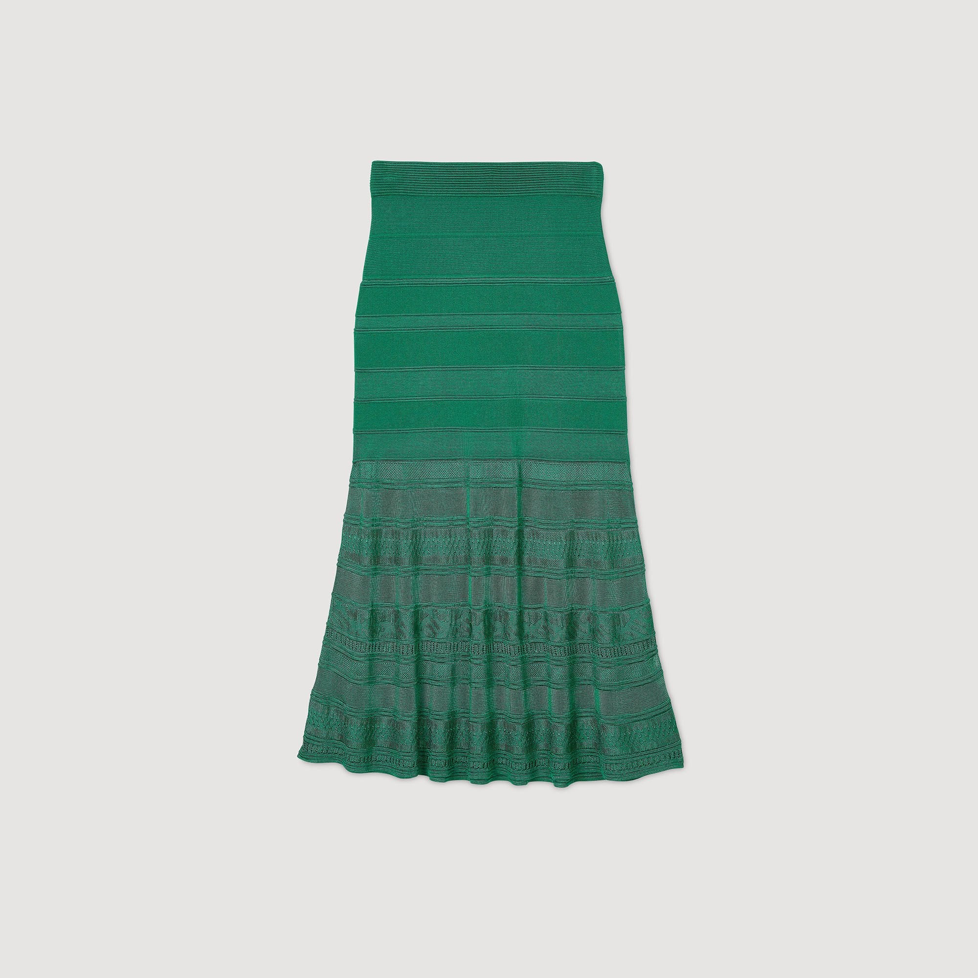 Maxi decorative knit skirt Emeuraude Green Sandro Women