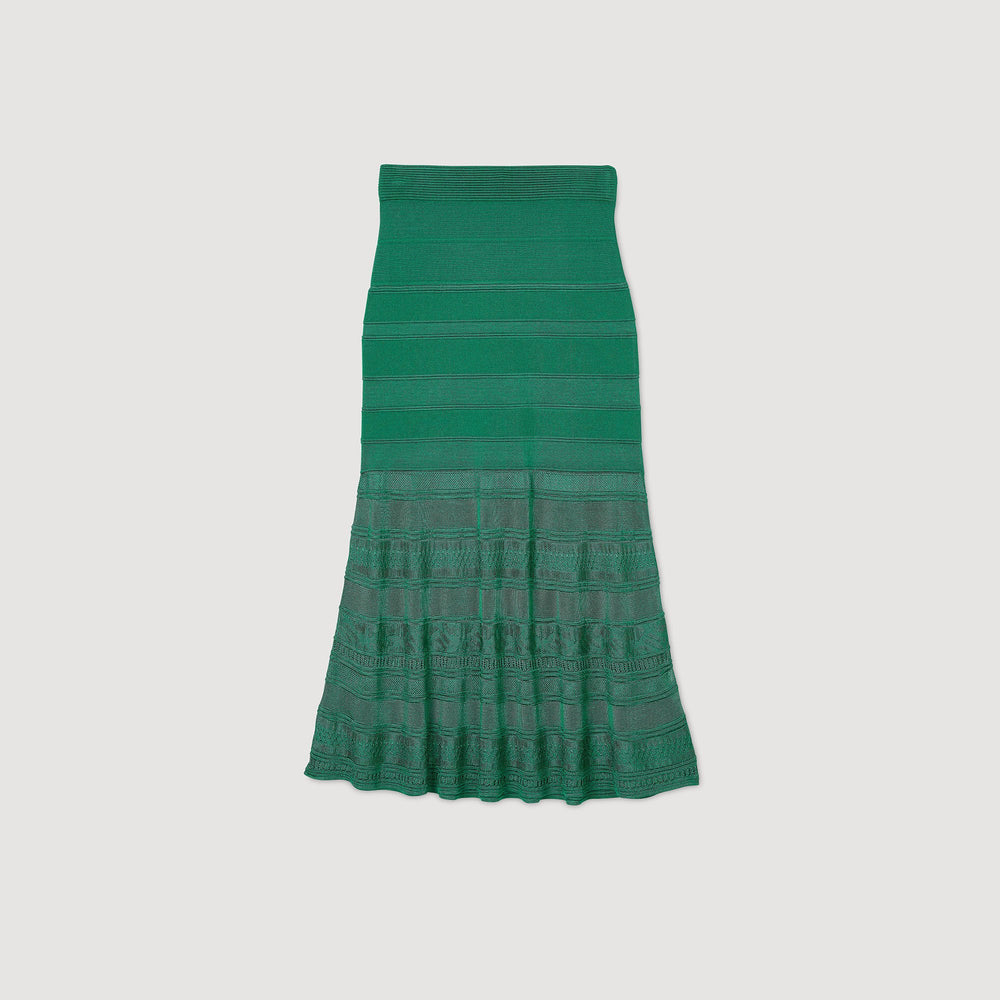 Maxi decorative knit skirt Emeuraude Green Sandro Women