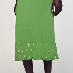 Maxi knit skirt with charms Green Sandro Women