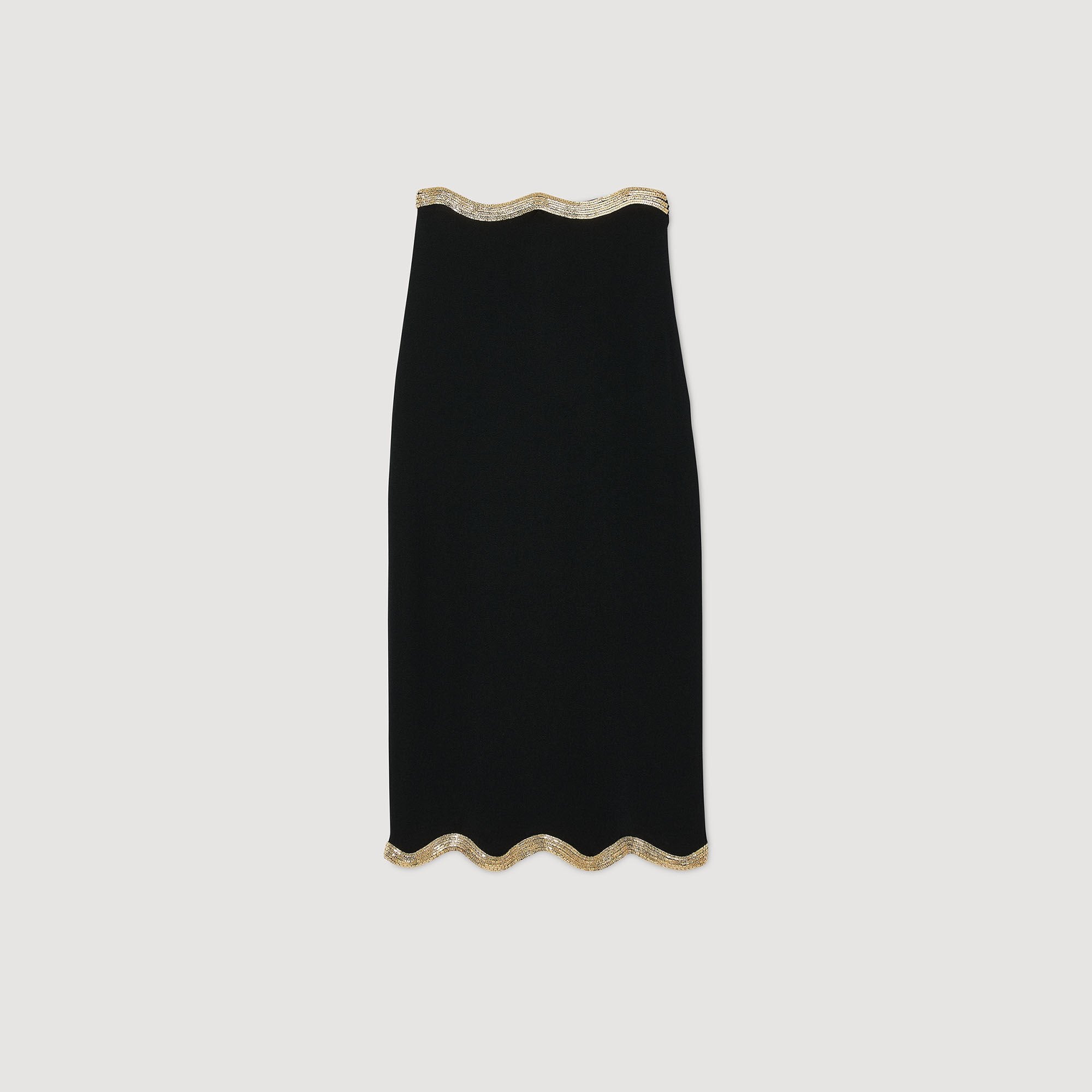 Maxi knitted skirt with chain detail Black Sandro Women