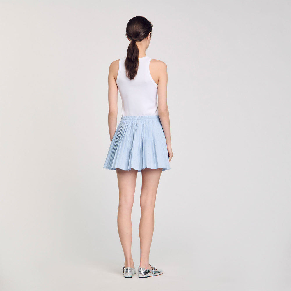 Mini pleated rhinestone skirt Sky Blue Sandro Women