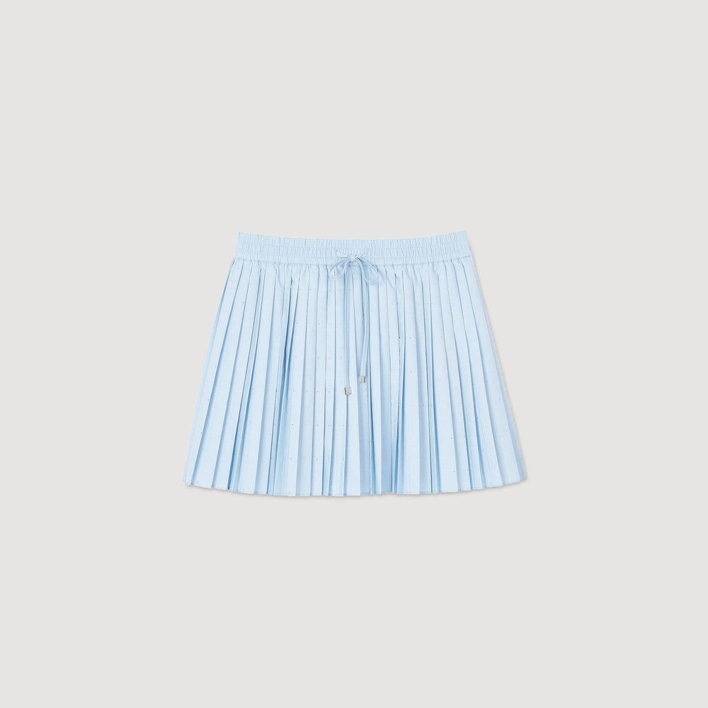 Mini pleated rhinestone skirt Sky Blue Sandro Women