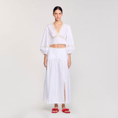 Maxi poplin skirt White Sandro Women