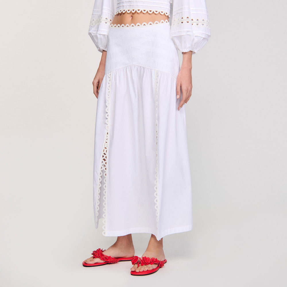 Maxi poplin skirt White Sandro Women