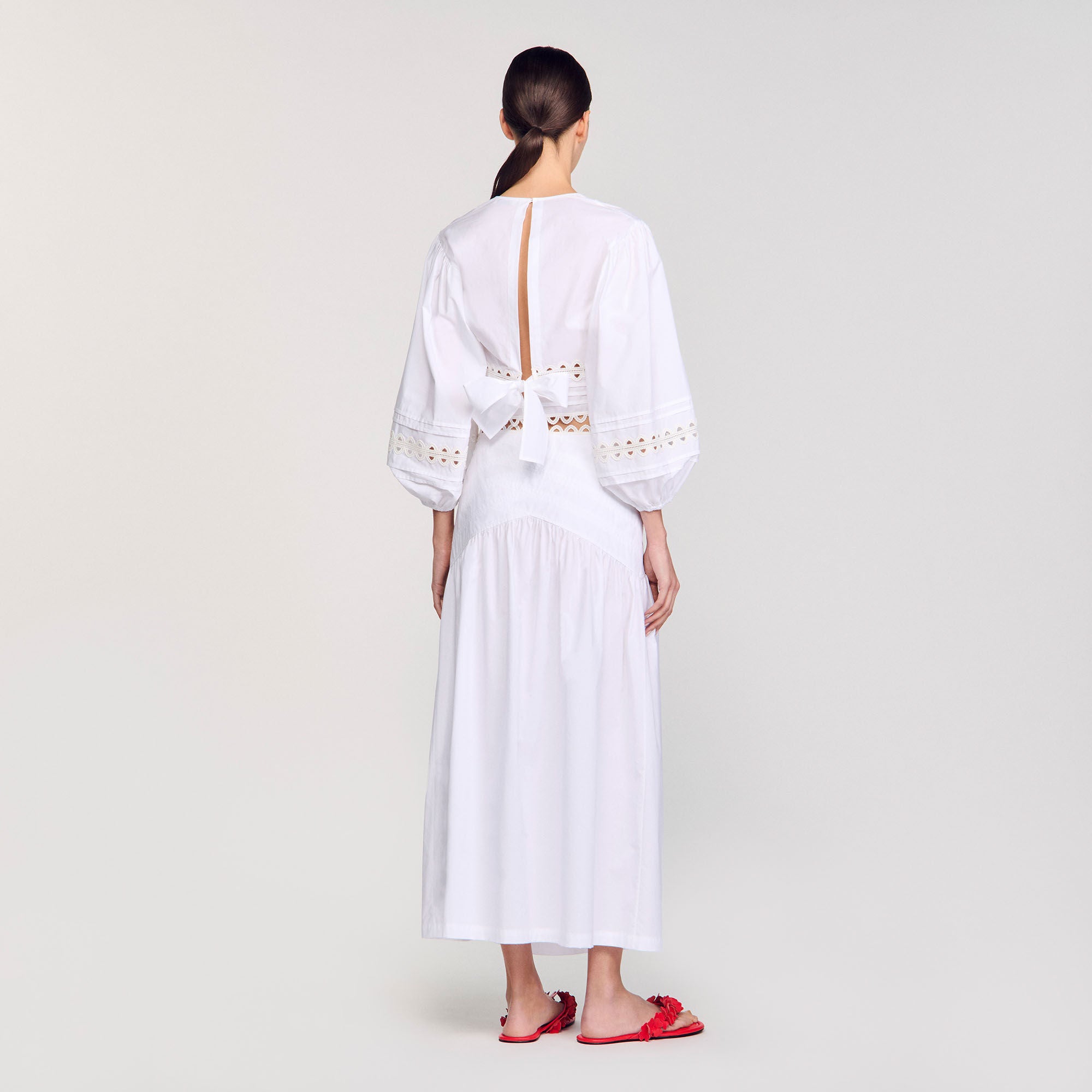 Maxi poplin skirt White Sandro Women