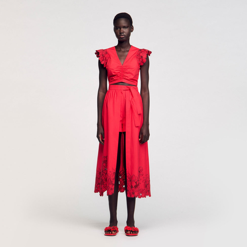 Floral skort Red Sandro Women