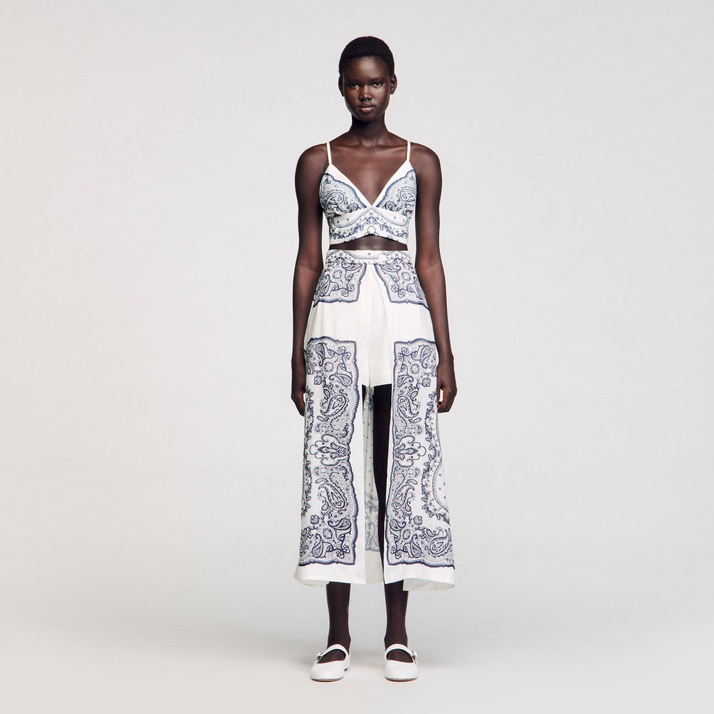Bandana-motif skirt shorts White / Blue Sandro Women