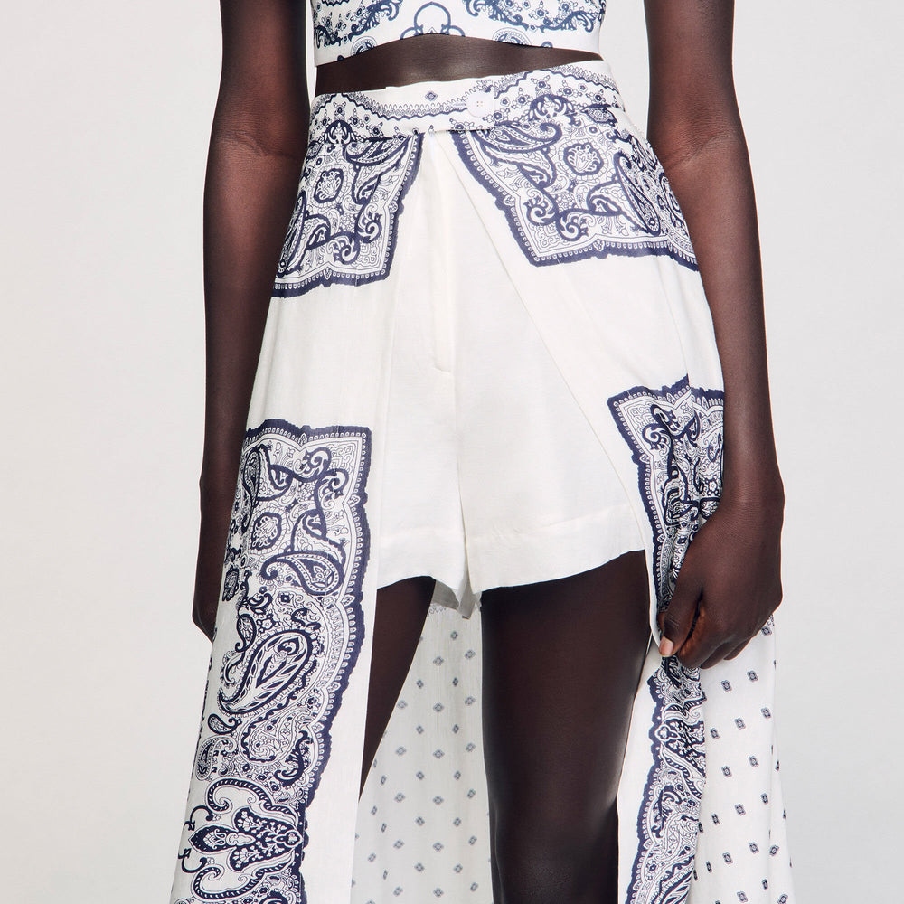 Bandana-motif skirt shorts White / Blue Sandro Women