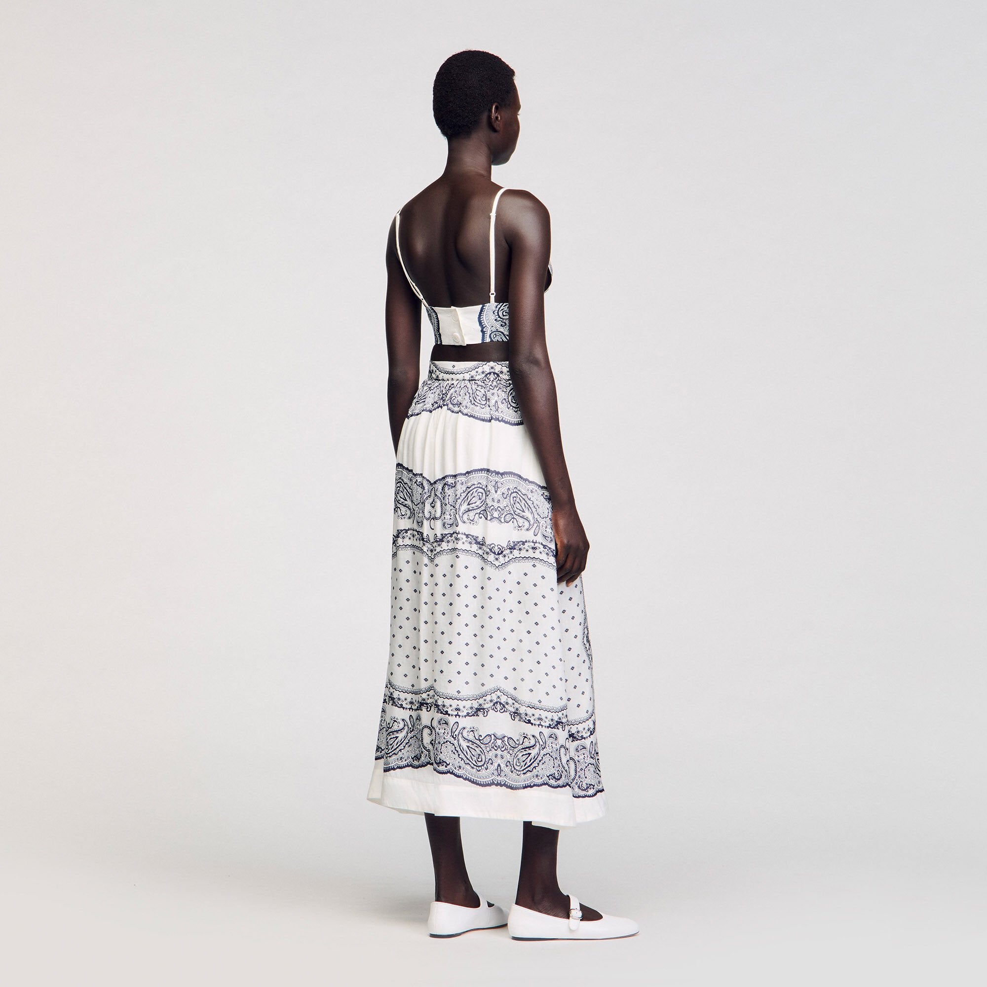 Bandana-motif skirt shorts White / Blue Sandro Women
