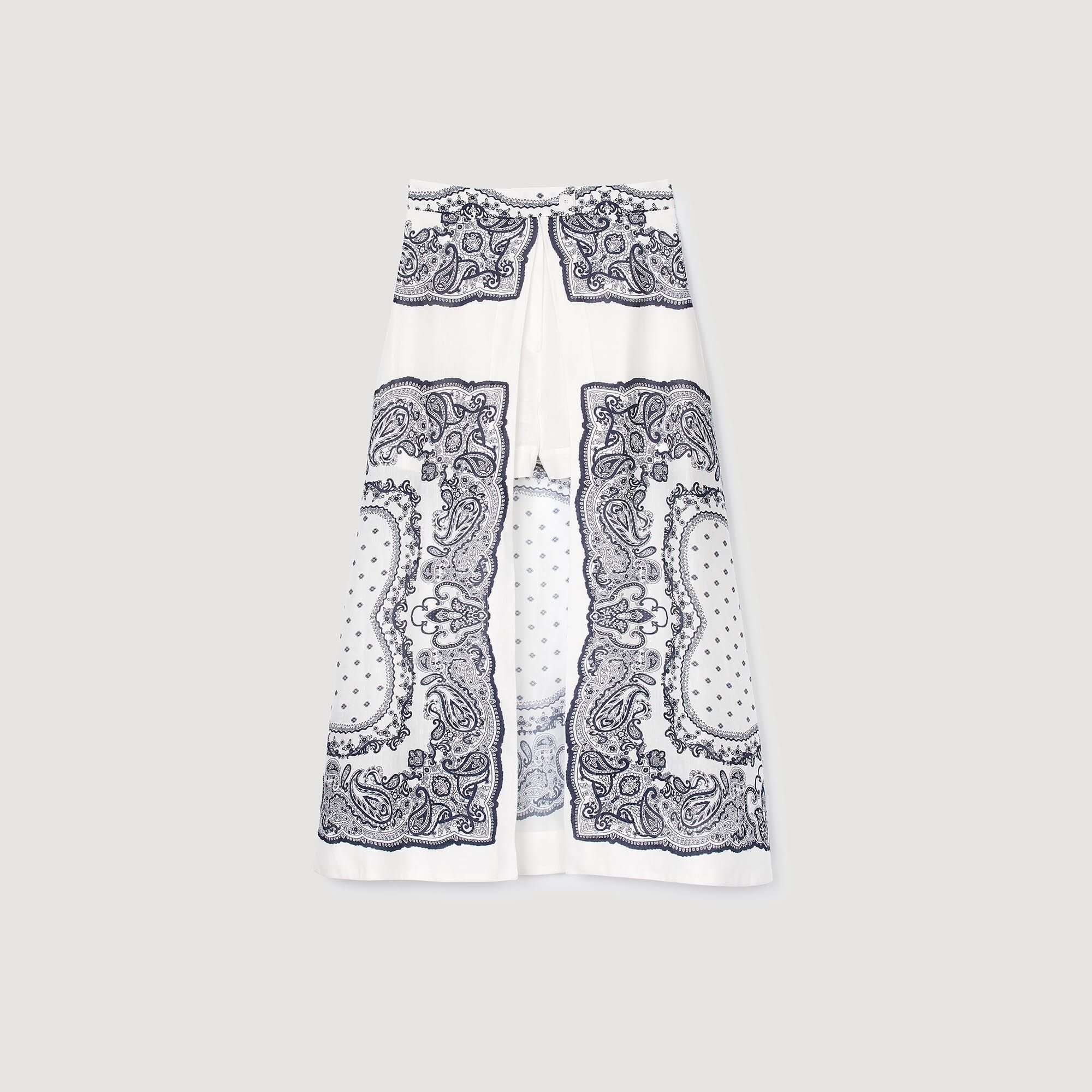 Bandana-motif skirt shorts White / Blue Sandro Women